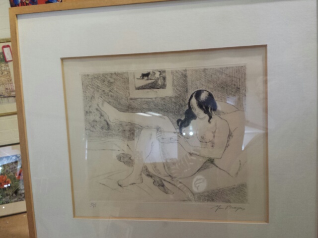 Yves Brayer (French 1907-1990) signed, numbered ltd editn engraving, nude in interior numbered 24/25 - Image 6 of 8