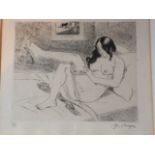 Yves Brayer (French 1907-1990) signed, numbered ltd editn engraving, nude in interior numbered 24/25