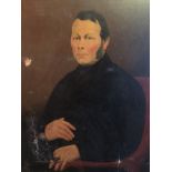 English School, 19th century, portrait of a seated gentleman, for restoration, oil on canvas, 74cm x