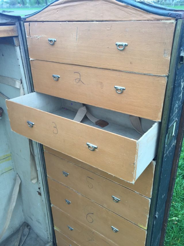 Gentlemans travelling wardrobe trunk, having various drawer compartments. Overall 136 cm high - Image 6 of 7