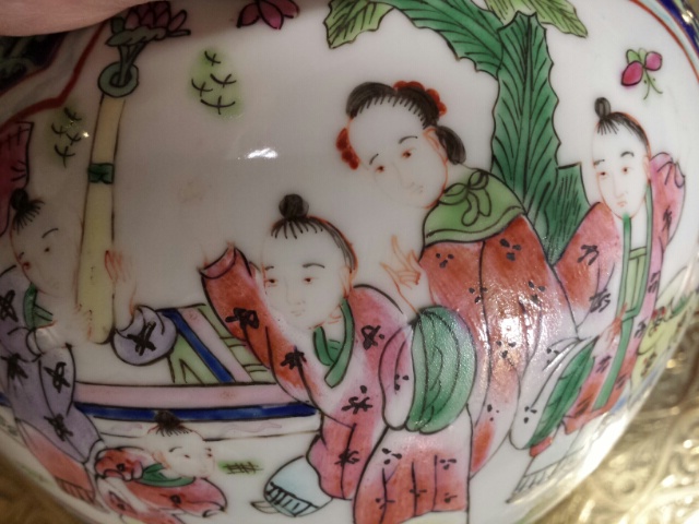 Pair of large 19thC Chinese ginger jars, lidded, bulbous form, Famille Rose on blue enamel. Tongzhi - Image 22 of 24