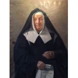 French School, 19th century, oil on canvas, portrait of a nun dressed in her habit. 86cm x 70cm.