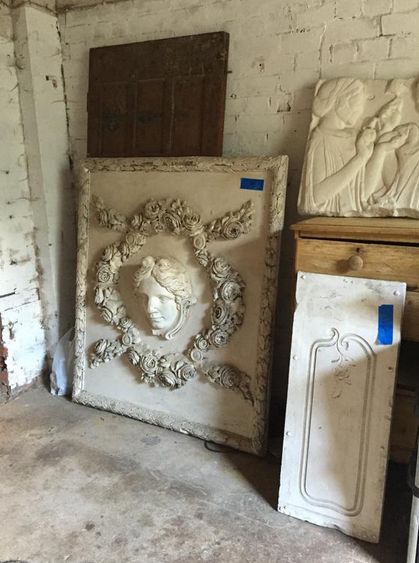 Large plaster relief classical female within ornate scrolled moulded frame. 140cm x 120cm. - Image 4 of 8