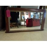 Mahogany overmantle mirror, satinwood and boxwood banding