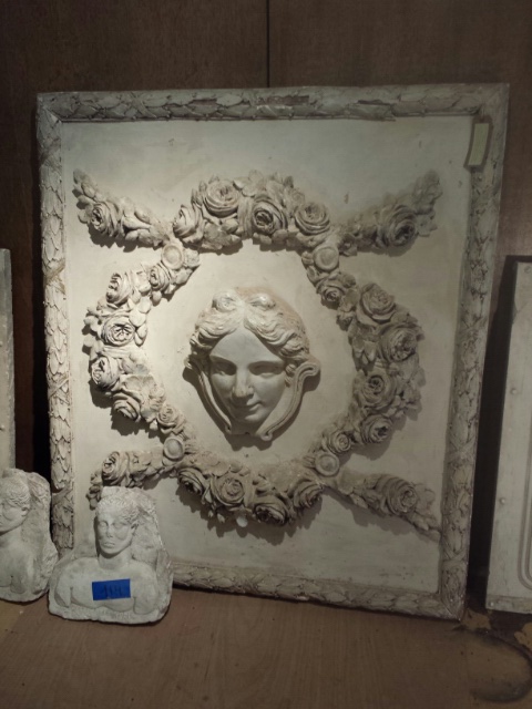 Large plaster relief classical female within ornate scrolled moulded frame. 140cm x 120cm. - Image 6 of 8
