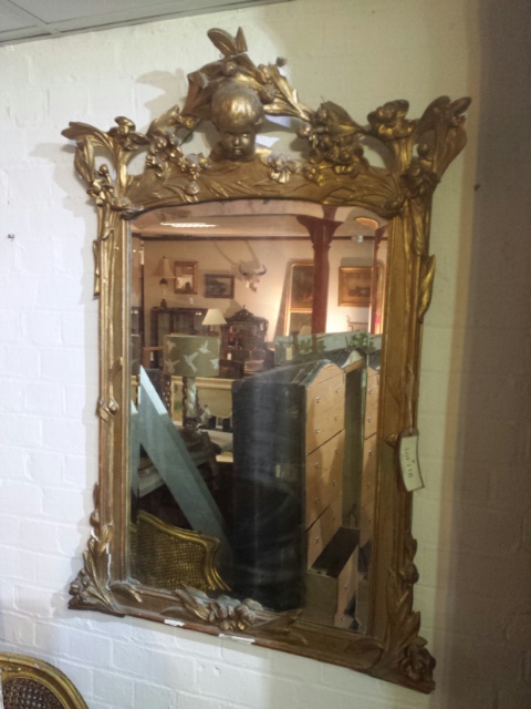 Large heavily gilded French mirror, 1920's Art Deco period, bevelled glass - Image 11 of 11