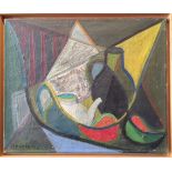 RODRIGEZ? signed, mid 20th century oil on canvas, abstract still life, 38cm x 46cm.