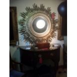 Large decorative sunburst mirror c. 120 cm diameter