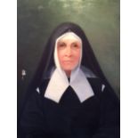 French School, signed, 19th century, oil on canvas, portrait of a nun, in habit. 75cm x 58cm.