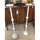 Pair of vintage floor standing wooden candlesticks 108 cm