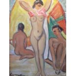 Leo Martin (French b. 1889), Nudes on beach, signed and dated 1967, oil on canvas. 55cm x 38cm