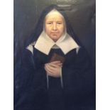 French School, 19th century, oil on canvas, portrait of a nun dressed in her habit. 81cm x 65cm.