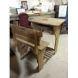 Mid 20th century pitch pine school desk