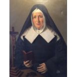 French School, 19th century, oil on canvas, portrait of a nun dressed in her habit. 81cm x 65cm