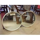Pair of mid 20th century round retro mirrors, 69 cm diameter in excellent condition