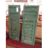 Rustic French wooden shutters, painted (turquoise) 37.5 cm wide 133.5 cm high