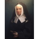 French School, 19/ 20th century, oil on canvas, portrait of a nun dressed in her habit. 85cm x 64cm