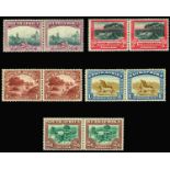 1927-30 Perf 14x13½ 2d grey and maroon to 2s 6d green and brown in horizontal pairs (SG 34b/37a), 3d