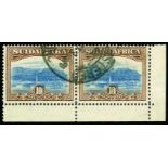 1927-30 10s bright blue and brown perf 14x13½ (SG 39a), lower right corner horizontal pair 'good'