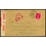 1940 April 8th censored envelope to Calcutta, franked with KGVI 1a tied with "Yatung Tibet/Via