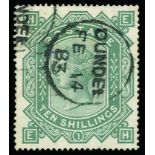 1867-83 Watermark Maltese Cross 10s greenish grey (SG 128) lettered EH, used by neat almost