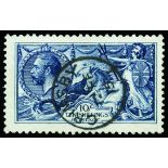 1913 Waterlow Seahorses 10s indigo-blue (SG 402) fine used with low central Grimsby cds of