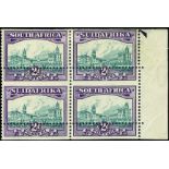 1930-44 2d slate-grey and lilac, right marginal block of 4, showing 7mm horizontal perf shift (SG