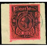1912-20 £1 black/red (SG 69) tied to small piece by code 'C' cds of May 26 1921, (Heijtz Type F.4B),