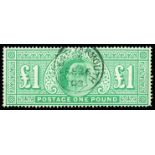 1902-10 £1 dull blue-green (SG 266) very fine used with almost complete "Great Yarmouth" cds,