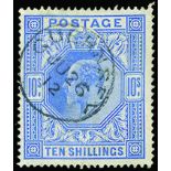 1911-13 Somerset House 10s blue (SG 319) used by Guernsey cds of June 26 1912, centred slightly to