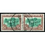 1927-30 2s 6d green and brown (SG 37), horizontal pair fine used by single Johannesburg cds for 2