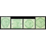 1883 or 1844 ½d slate-blue to 1s dull green (SG 187/96) large part o.g. with a few appearing u/m,