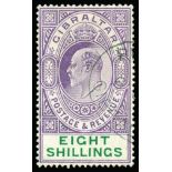 1906-11 8s purple and green (SG 74) 'used' by forged part Madame Joseph oval registered datestamp (