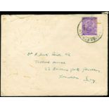 India Used In: 1923 October envelope to London, franked with Indian KGV 2a purple, neatly tied by "