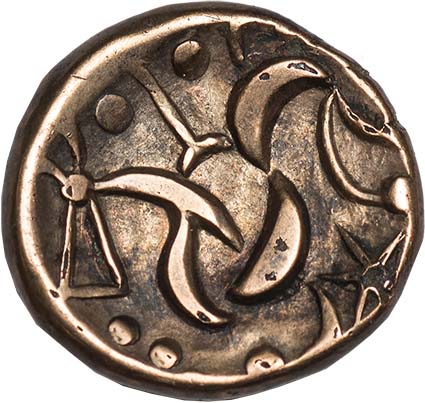 Celtic coinage, Corieltauvi, early uninscribed coinage (1st century BC), gold stater (plated),