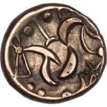 Celtic coinage, Corieltauvi, early uninscribed coinage (1st century BC), gold stater (plated),