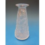 A Lalique glass vase of tapering form wi