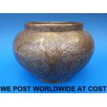 A Cairo ware jardiniere with silver and