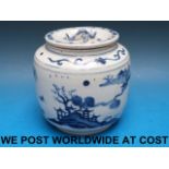 A Japanese Arita blue and white jar and