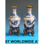 A pair of Chinese cloisonne vases with b