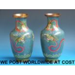 A pair of 19thC Chinese cloisonne vases