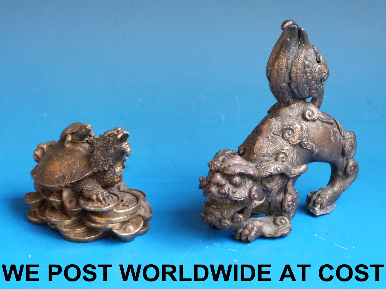 A Japanese bronze censer finial of a Shi