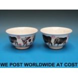 A pair of Chinese bowls with buffalo dec