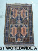 A small handmade Turkoman wool rug with