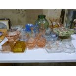A quantity of various coloured glassware
