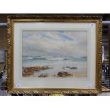 William J King watercolour beach scene w