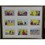 Two framed sets of Trow humorous postcar