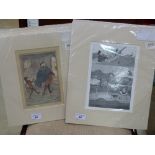 A quantity of mounted prints including s