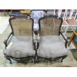 Two 19th century style bergere armchairs