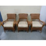Three wicker conservatory style chairs